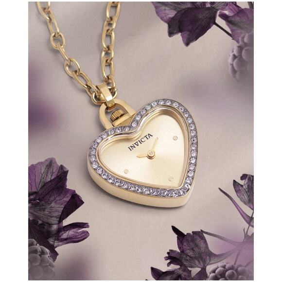 Invicta Accessories - Invicta Mini Angel Necklace Watch 27.5mm Gold Crystal Pendant 49938 - NEW